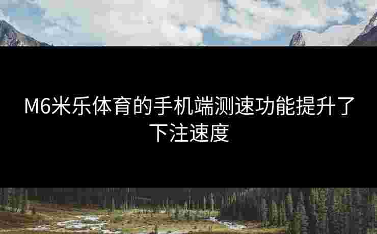 M6米乐体育的手机端测速功能提升了下注速度