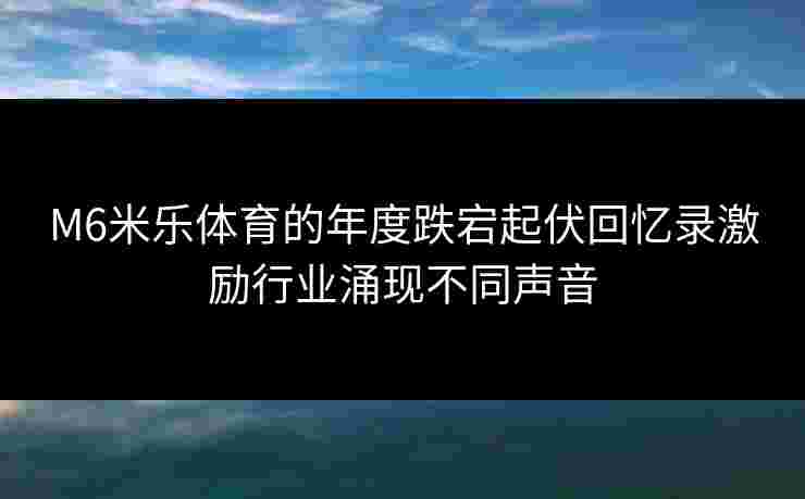 M6米乐体育的年度跌宕起伏回忆录激励行业涌现不同声音