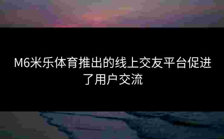 M6米乐体育推出的线上交友平台促进了用户交流